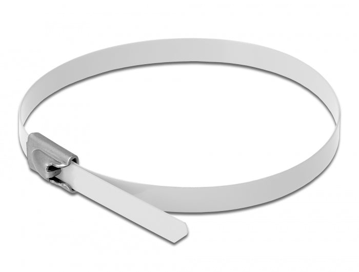 Delock Edelstahlkabelbinder L 500 x B 4,6 mm weiß 10 Stück
