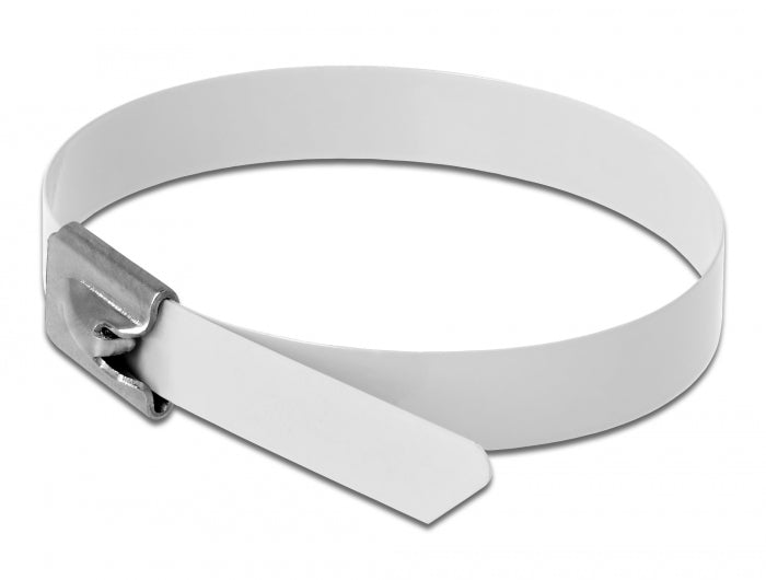 Delock Edelstahlkabelbinder L 300 x B 7,9 mm weiß 10 Stück