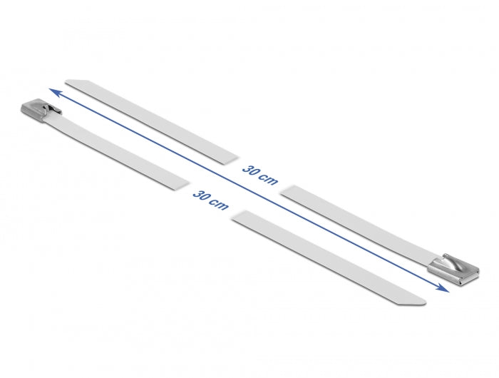Delock Edelstahlkabelbinder L 300 x B 7,9 mm weiß 10 Stück