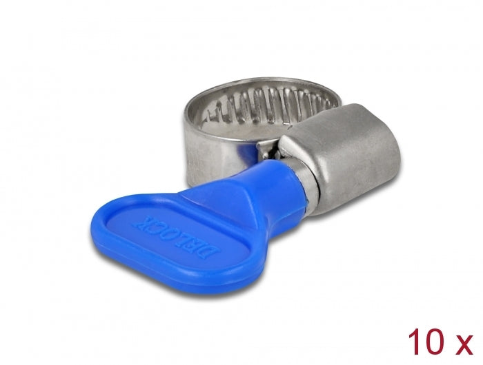 Delock Schlauchschelle mit Flügelmutter 10 - 16 mm 10 Stück blau