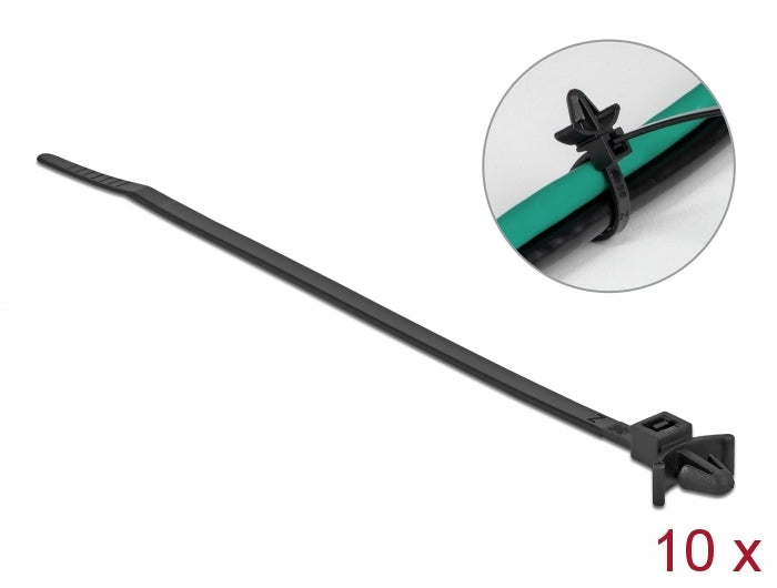 Delock Kabelbinder mit Spreizanker L 160 x B 4 mm schwarz 10 Stück