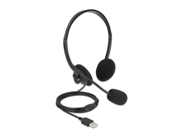 Delock USB Stereo Headset mit Lautstärkeregler für PC und Notebook - Ultra-Leicht