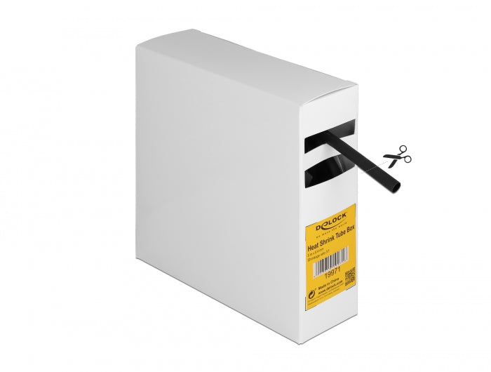 Delock Schrumpfschlauch Box, mit Innenkleber, Schrumpfungsrate 3:1, 5 m x 6,4 mm schwarz
