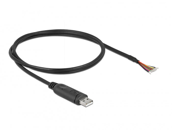 Delock Adapterkabel USB 2.0 Typ-A zu seriell RS-232 mit 9 offenen Kabelenden + Schirmung 1 m