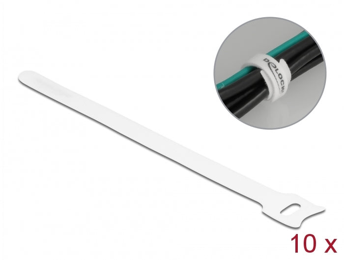 Delock Klett-Kabelbinder L 200 x B 12 mm weiß 10 Stück