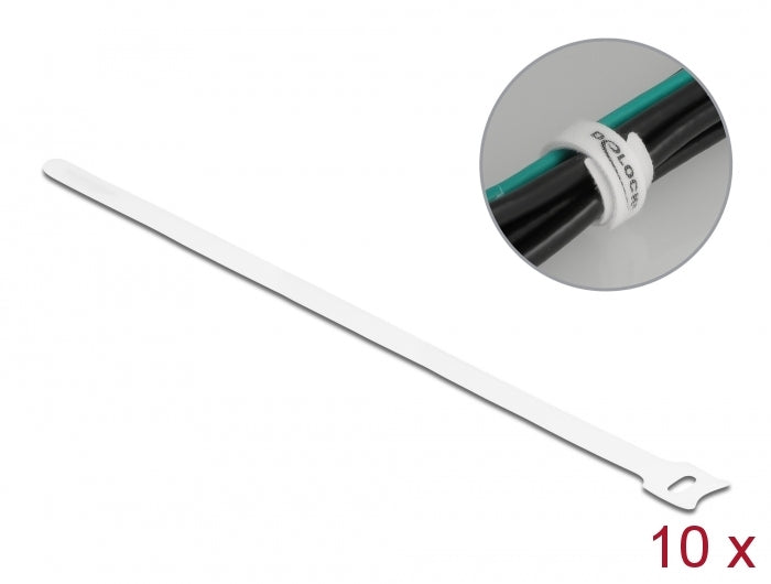 Delock Klett-Kabelbinder L 300 x B 12 mm weiß 10 Stück