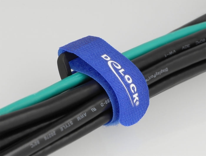 Delock Klett-Kabelbinder mit Schlaufe L 150 x B 20 mm blau 5 Stück