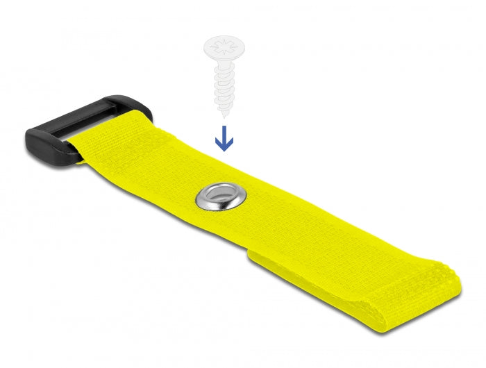 Delock Klett-Kabelbinder mit Schlaufe und Befestigungsöse L 150 x B 20 mm gelb 5 Stück