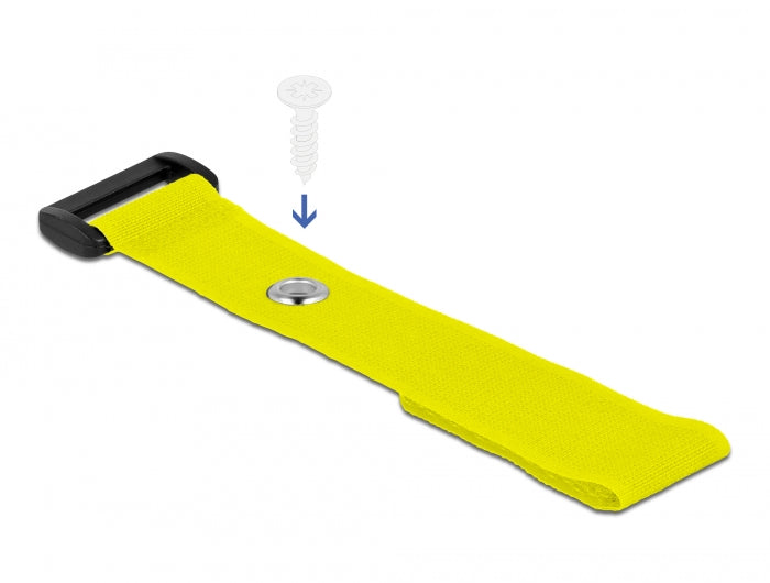 Delock Klett-Kabelbinder mit Schlaufe und Befestigungsöse L 190 x B 25 mm gelb 5 Stück