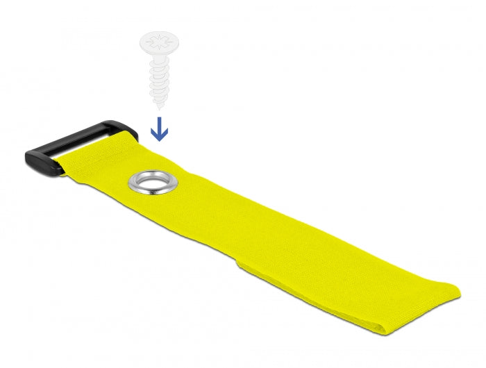Delock Klett-Kabelbinder mit Schlaufe und Befestigungsöse L 280 x B 38 mm gelb 3 Stück