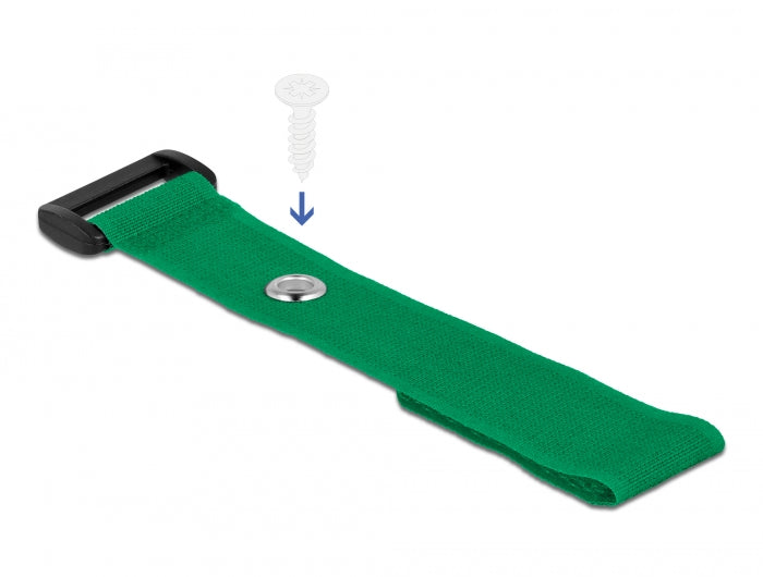 Delock Klett-Kabelbinder mit Schlaufe und Befestigungsöse L 190 x B 25 mm grün 5 Stück