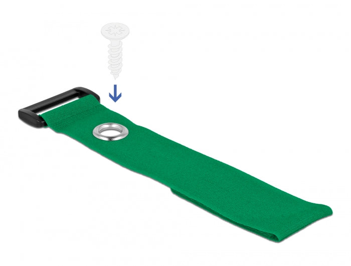 Delock Klett-Kabelbinder mit Schlaufe und Befestigungsöse L 280 x B 38 mm grün 3 Stück