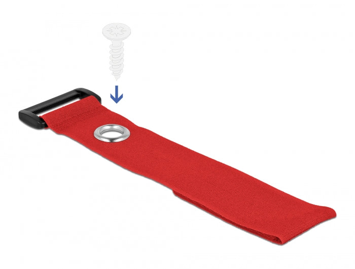 Delock Klett-Kabelbinder mit Schlaufe und Befestigungsöse L 280 x B 38 mm rot 3 Stück