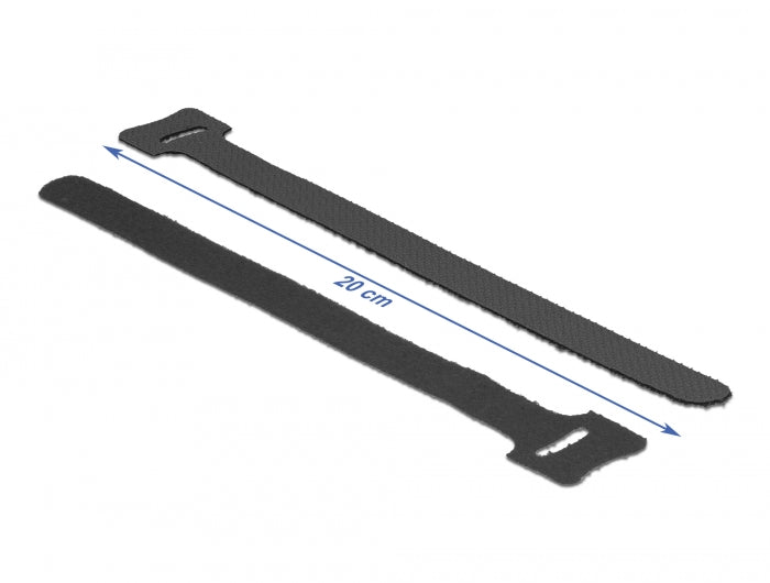 Delock Klett-Kabelbinder L 200 mm x B 12 mm 10 Stück schwarz