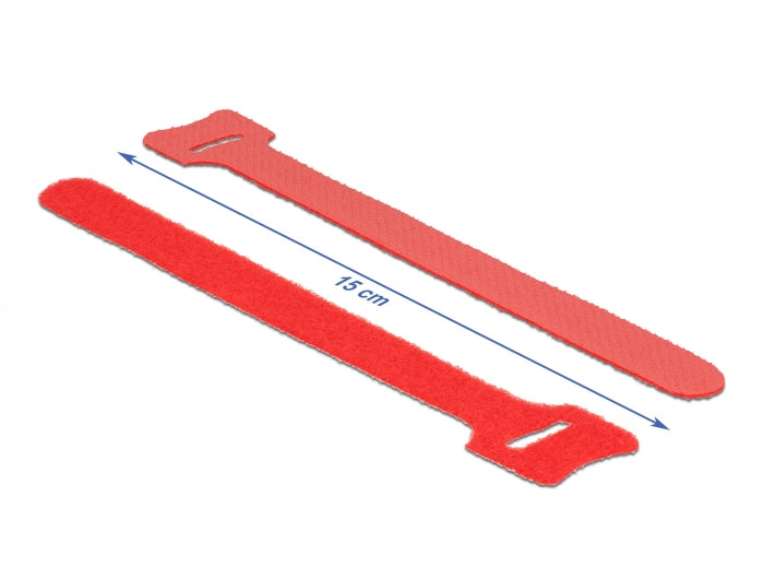 Delock Klett-Kabelbinder L 150 mm x B 12 mm 10 Stück rot