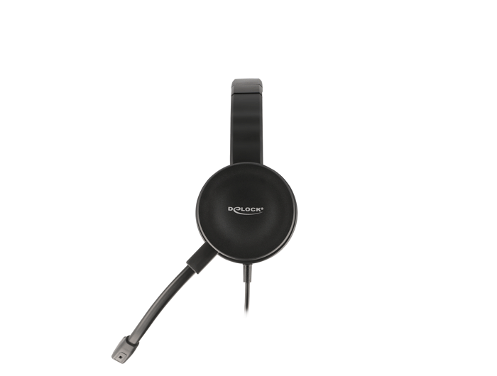 Delock USB Stereo Headset mit Kabelfernbedienung und Quick-Mute Taste für PC und Notebook
