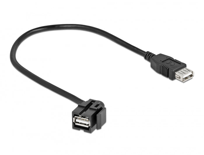 Delock Keystone Modul USB 2.0 A Buchse 110° > USB 2.0 A Buchse mit Kabel schwarz