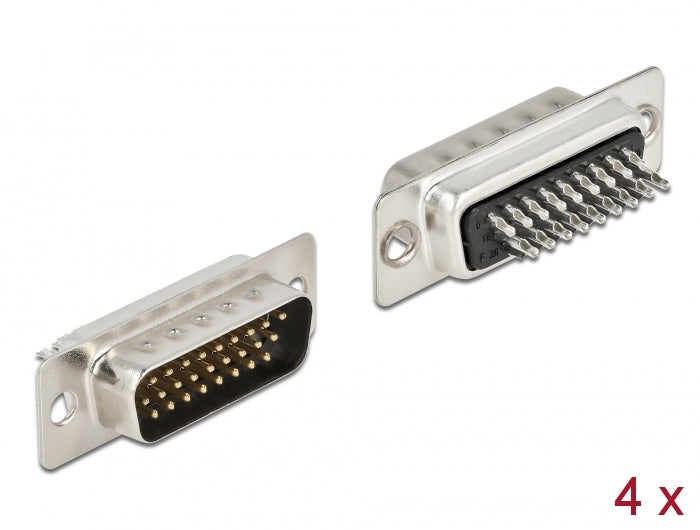 Delock D-Sub HD 26 Pin Stecker Metall, Lötversion, 4 Stück