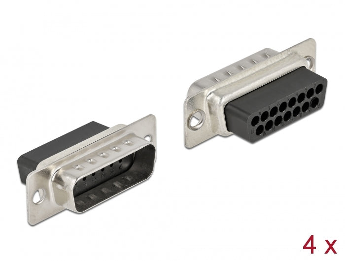 Delock D-Sub 15 Pin Crimp Stecker, Metall, 4 Stück