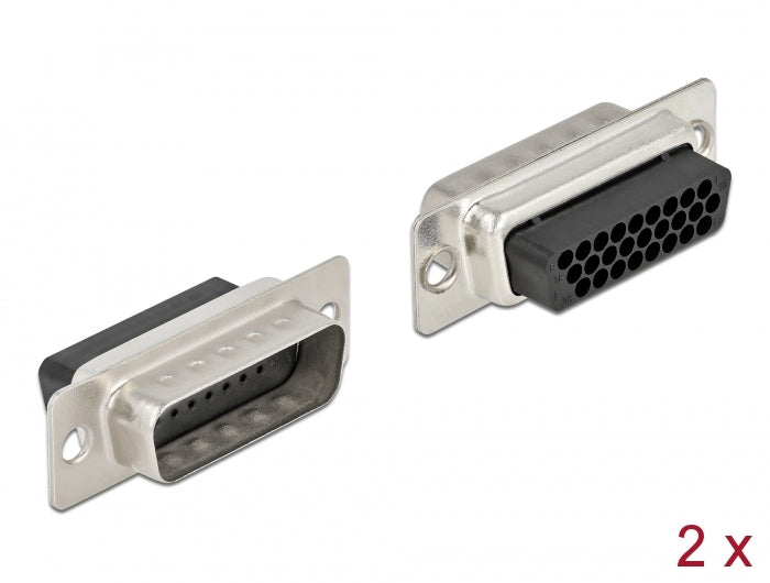 Delock D-Sub HD 26 Pin Crimp Stecker, Metall, 2 Stück