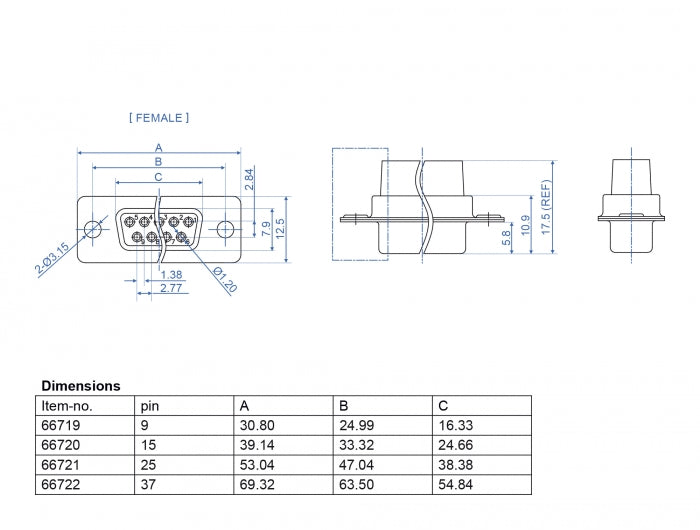 Delock D-Sub 15 Pin Crimp Buchse, Metall, 4 Stück