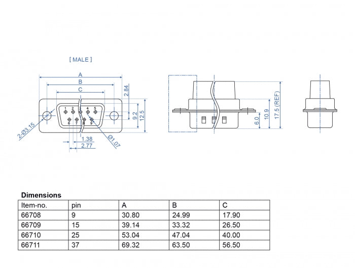 Delock D-Sub 37 Pin Crimp Stecker, Metall, 2 Stück