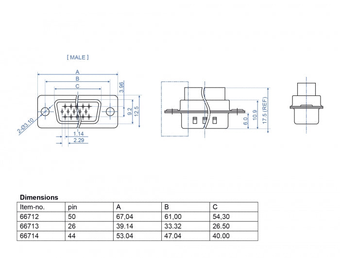 Delock D-Sub HD 50 Pin Crimp Stecker, Metall