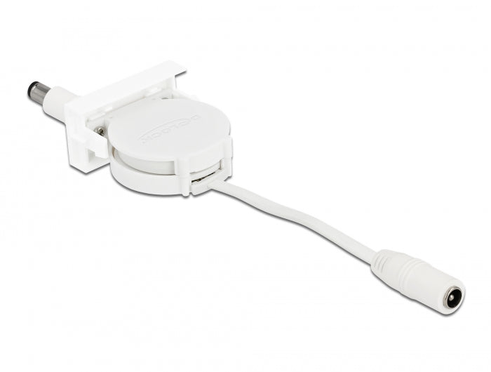 Delock Easy 45 Modul Power Ausrollkabel DC 5,5 x 2,1 mm Buchse / Stecker weiß