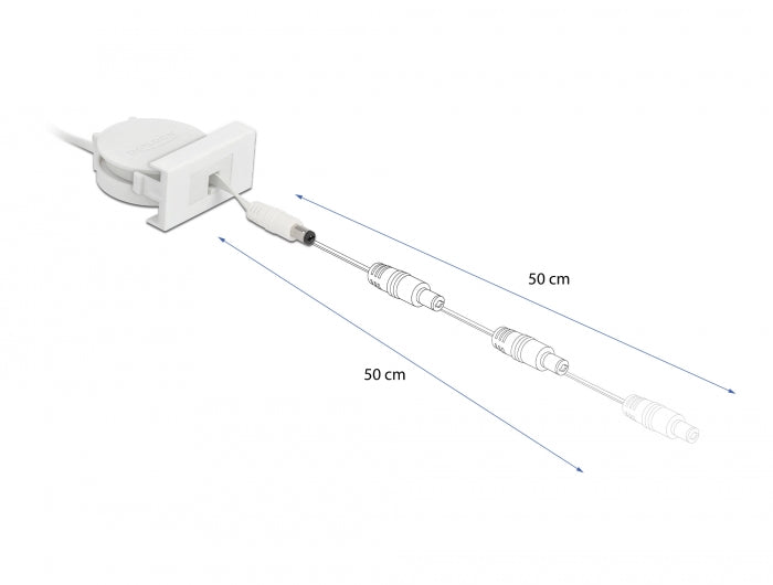 Delock Easy 45 Modul Power Ausrollkabel DC 5,5 x 2,1 mm Buchse / Stecker weiß
