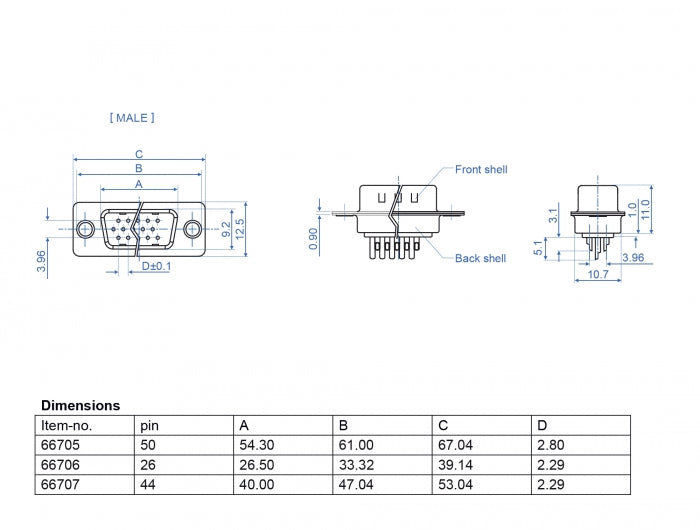 Delock D-Sub HD 26 Pin Stecker Metall, Lötversion, 4 Stück