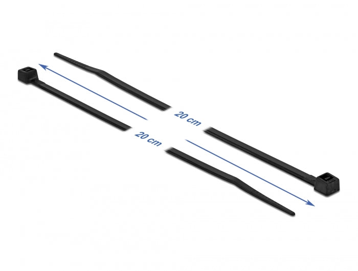 Delock Kabelbinder hitzebeständig L 200 x B 3,6 mm schwarz 100 Stück