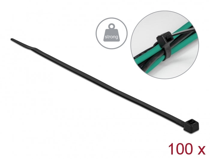 Delock Kabelbinder mit hoher Zugfestigkeit L 200 x B 4,8 mm schwarz 100 Stück