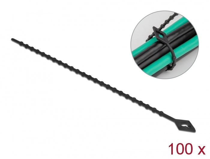 Delock Blitzbinder wiederverwendbar L 150 x B 2,4 mm schwarz 100 Stück