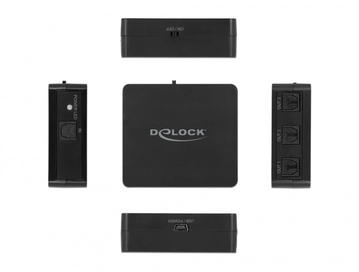 Delock S/PDIF TOSLINK Splitter 1 In 3 Out mit USB Stromversorgung
