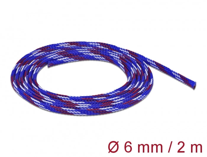 Delock Geflechtschlauch dehnbar 2 m x 6 mm blau-rot-weiß