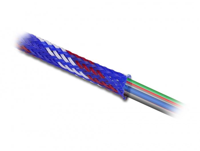 Delock Geflechtschlauch dehnbar 2 m x 25 mm blau-rot-weiß