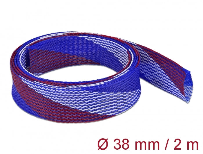 Delock Geflechtschlauch dehnbar 2 m x 38 mm blau-rot-weiß