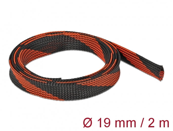 Delock Geflechtschlauch dehnbar 2 m x 19 mm schwarz-rot