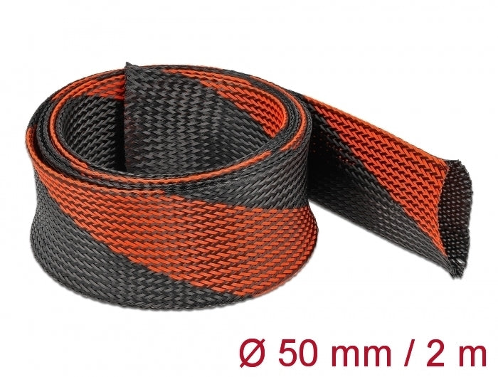 Delock Geflechtschlauch dehnbar 2 m x 50 mm schwarz-rot