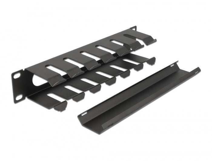Delock 10″ Kabelmanagement Rangierpanel mit Öffnung 1 HE schwarz