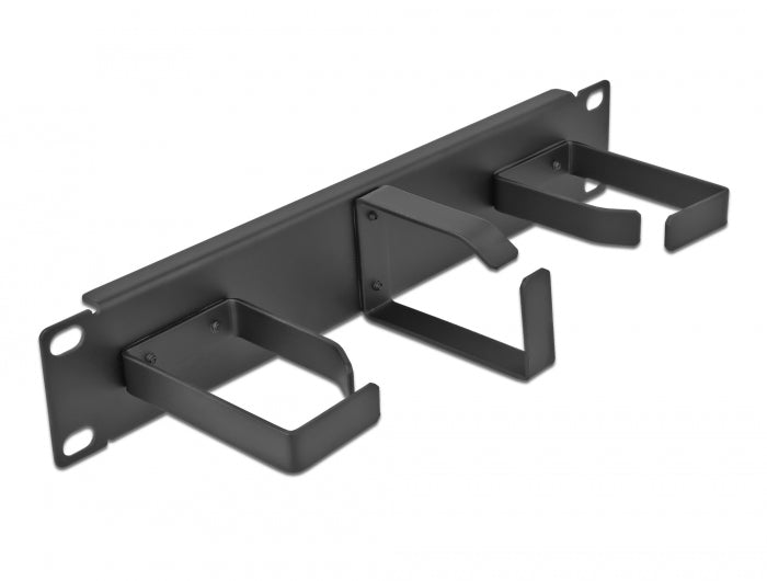 Delock 10″ Kabelmanagement Rangierpanel mit 3 Metall Bügeln (2 x horizontal, 1 x vertikal) 1 HE schwarz