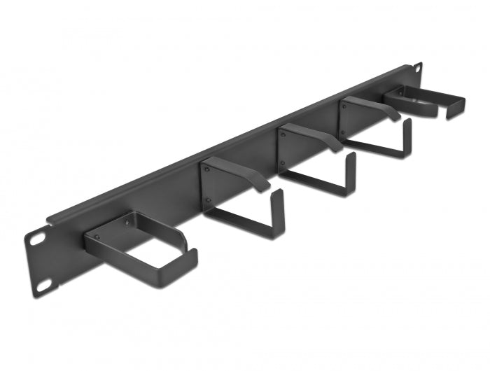Delock 19″ Kabelmanagement Rangierpanel mit 5 Metall Bügeln (2 x horizontal, 3 x vertikal) 1 HE schwarz