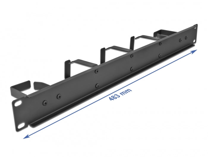 Delock 19″ Kabelmanagement Rangierpanel mit 5 Metall Bügeln (2 x horizontal, 3 x vertikal) 1 HE schwarz