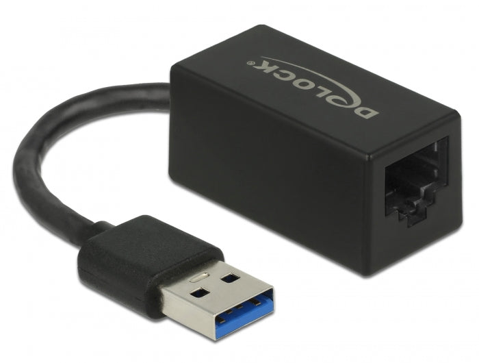 Delock USB Typ-A Netzwerk Adapter Gigabit LAN 1 x RJ45 kompakt schwarz ASIX