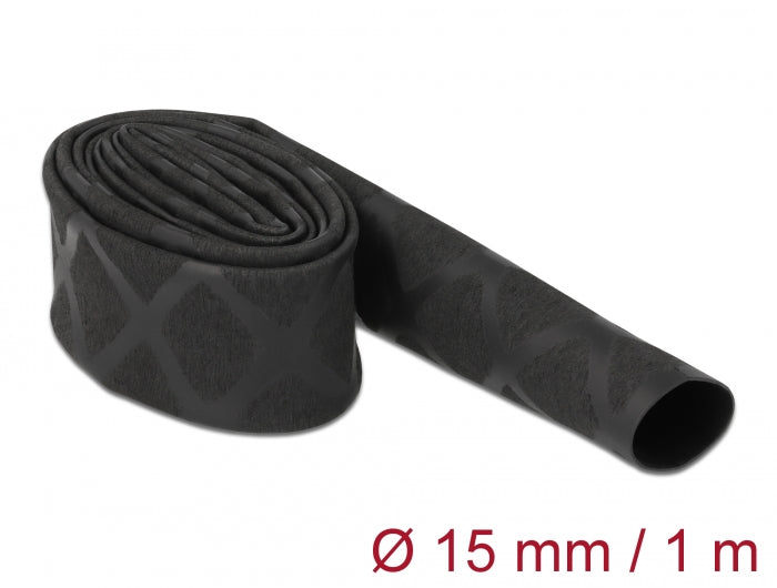 Delock Schrumpfschlauch X-Muster rutschfest 1 m x 15 mm schwarz
