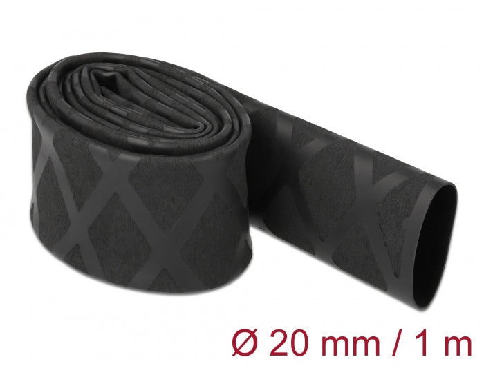 Delock Schrumpfschlauch X-Muster rutschfest 1 m x 20 mm schwarz
