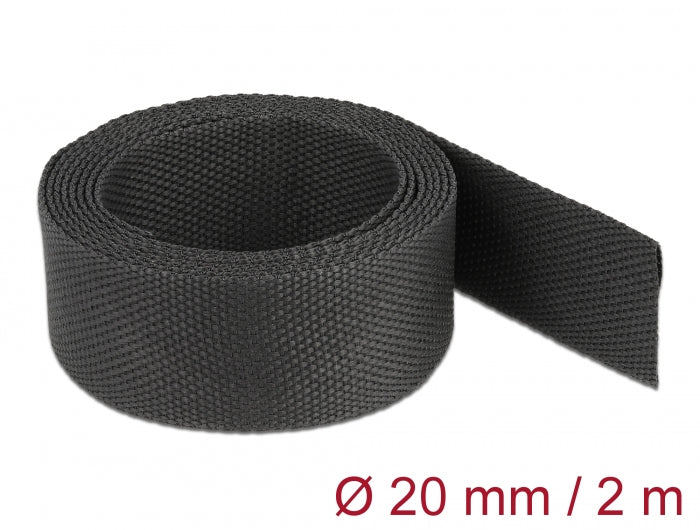 Delock Gewebeschrumpfschlauch 2 m x 20 mm Schrumpfungsrate 2:1 schwarz
