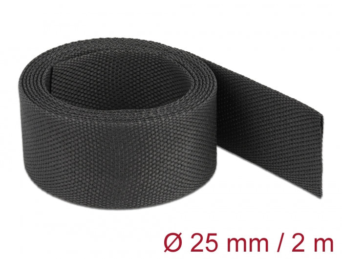 Delock Gewebeschrumpfschlauch 2 m x 25 mm Schrumpfungsrate 2:1 schwarz