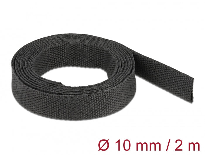 Delock Gewebeschrumpfschlauch 2 m x 10 mm Schrumpfungsrate 2:1 schwarz