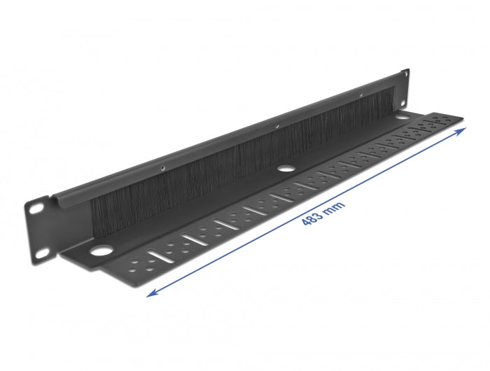 Delock 19″ Kabelmanagement Bürstenleiste mit Kabelbefestigung 1 HE schwarz